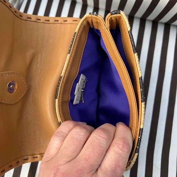 Henri Bendel Dark Brown and Tan Raffia Clutch/Wristlet - Picture 11 of 12